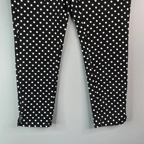 GARNET HILL Polka Dot Jeans Black White Denim Zip Ankle Rigid Stretch 8P - Picture 4 of 12